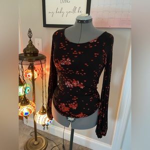 Free People - Red Long Sleeve High Neck Blouse size M